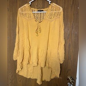 American Eagle Outfitters Yellow Tunic with Lace Detail